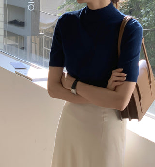 Half-collar knit Top