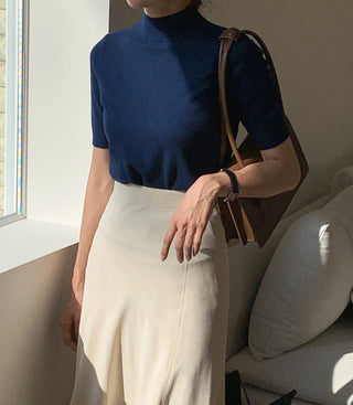 Half-collar knit Top