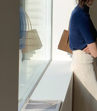 Half-collar knit Top