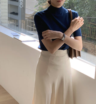 Half-collar knit Top