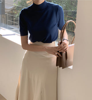 Half-collar knit Top