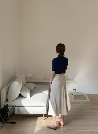 Half-collar knit Top