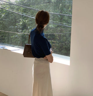 Half-collar knit Top