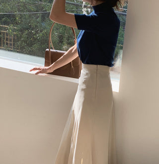 Half-collar knit Top