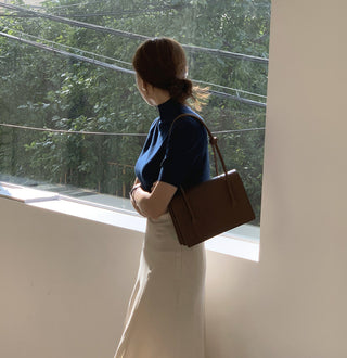 Half-collar knit Top