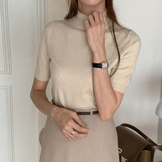 Half-collar knit Top