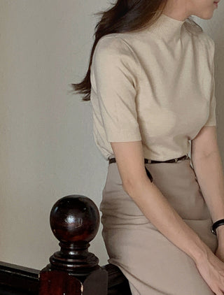 Half-collar knit Top