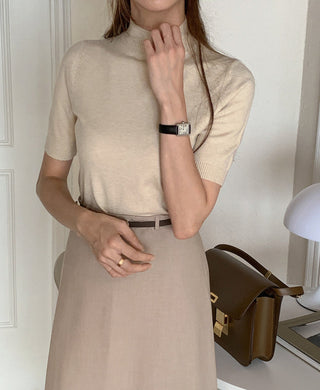 Half-collar knit Top