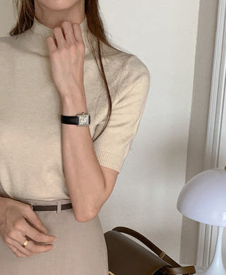 Half-collar knit Top