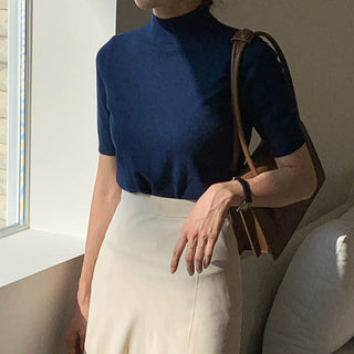 Half-collar knit Top