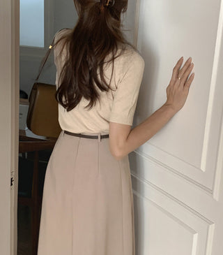 Half-collar knit Top