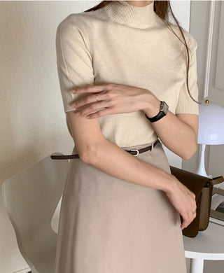 Half-collar knit Top