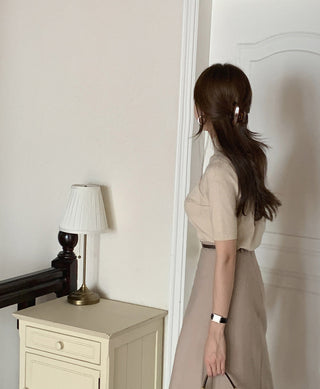 Half-collar knit Top