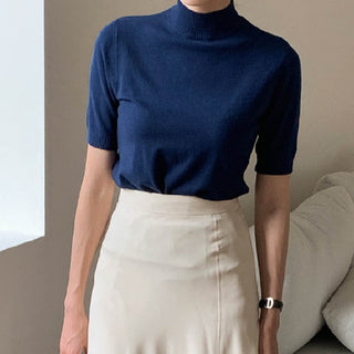 Half-collar knit Top