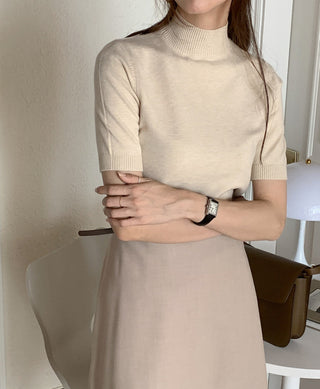 Half-collar knit Top