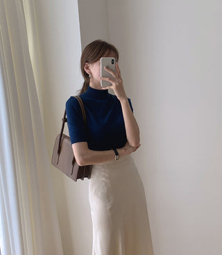 Half-collar knit Top