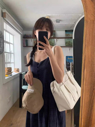 Plaid suspender dress