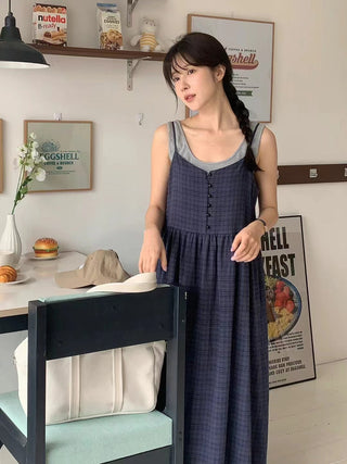 Plaid suspender dress