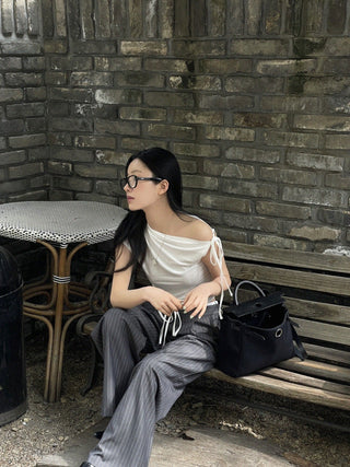 Drawstring wide pants