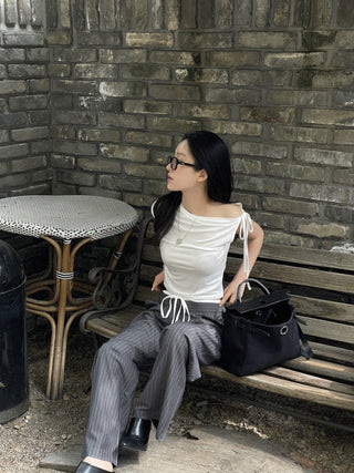 Drawstring wide pants
