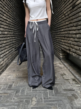 Drawstring wide pants