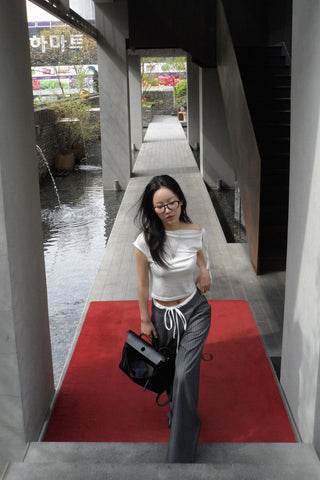 Drawstring wide pants