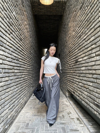 Drawstring wide pants