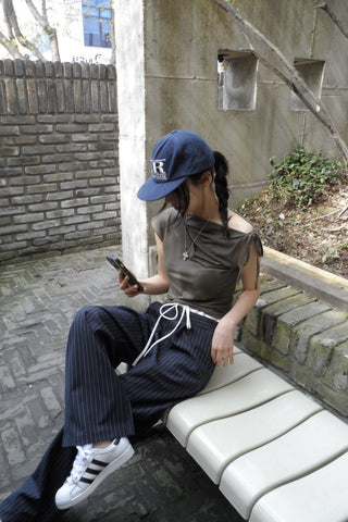 Drawstring wide pants