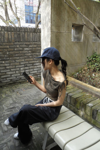 Drawstring wide pants