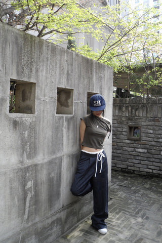 Drawstring wide pants