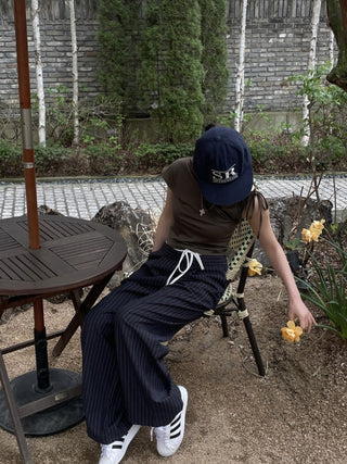 Drawstring wide pants