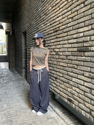 Drawstring wide pants