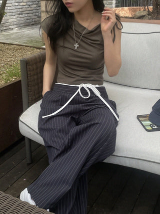 Drawstring wide pants