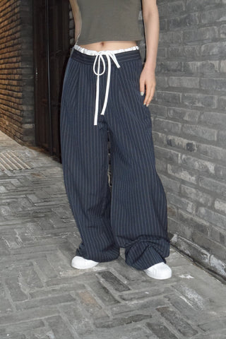 Drawstring wide pants