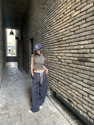 Drawstring wide pants