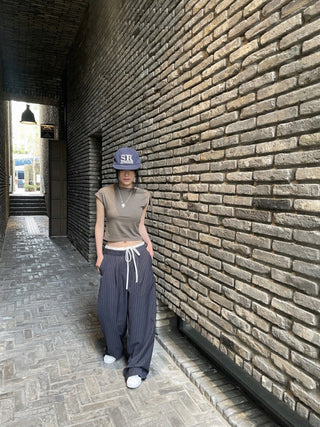 Drawstring wide pants