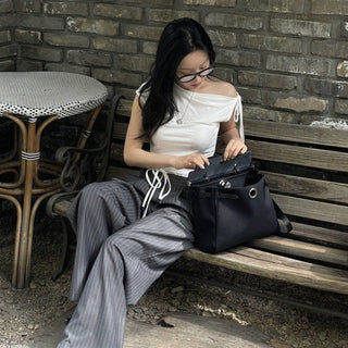 Drawstring wide pants