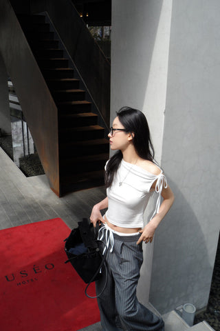 Drawstring wide pants