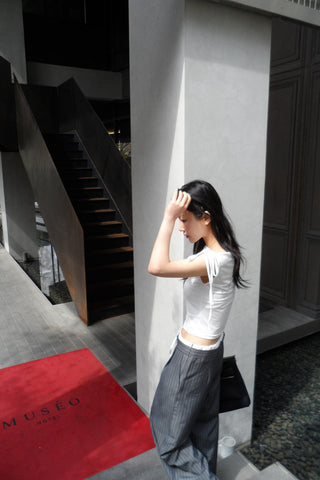 Drawstring wide pants