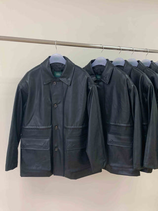 Cropped leather jacket