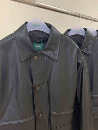 Cropped leather jacket