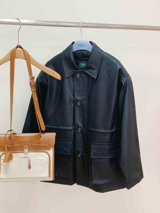 Cropped leather jacket