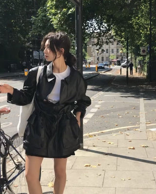 Cropped leather jacket