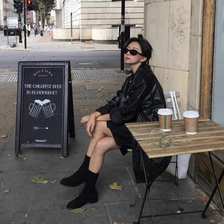 Cropped leather jacket