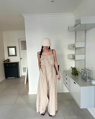 Suspender wide pants
