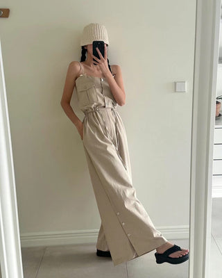 Suspender wide pants