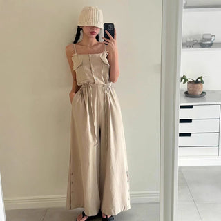 Suspender wide pants