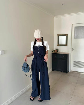 Suspender wide pants