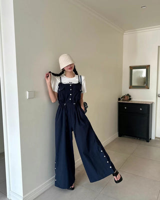 Suspender wide pants