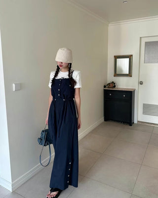 Suspender wide pants